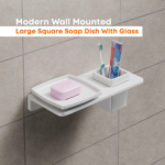 C117W Large Square Soap Dish With  Glass - Image 2