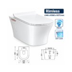 EE04 Back to Wall Rimless EWC Toilet Seat With PP Hy Seat Cover - Image 2