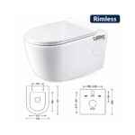EW19 Wall Hung Rimless Toilet Seat Cover With PP Hy Soft Close Seat Cover - Image 2