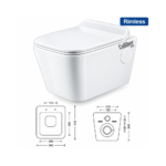 EW22 Wall Hung Rimless Toilet Seat Cover With PP Hy Soft Close Seat Cover - Image 2