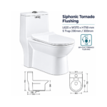 EO25 One Piece Siphonic Torndo Flushing Toilet Seat - Image 2
