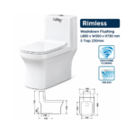 EO27 One Piece Rimless Wash Down Toilet Seat - Image 2